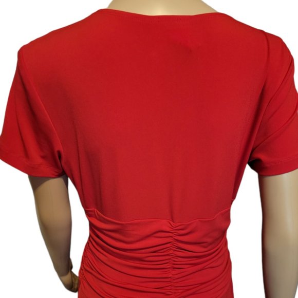 COLDWATER CREEK Pleated Skirt Red Midi Dress Size 6 - Picture 6 of 8